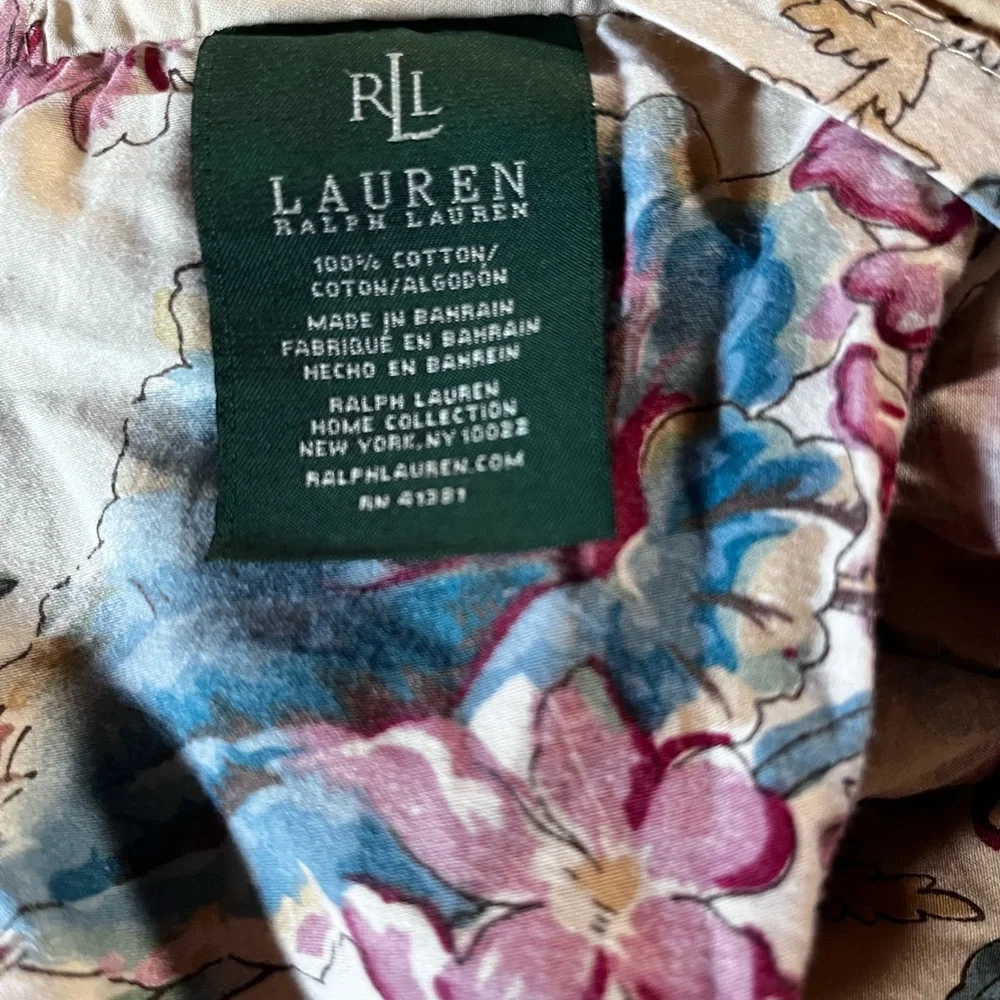 Ralph Lauren TANGIER Set of Two (2) Standard Pillow Shams Floral Jute Trim
